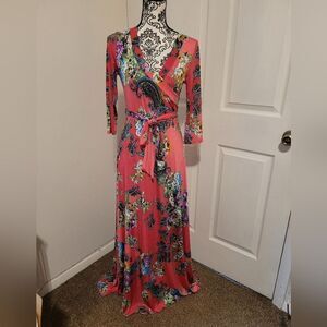 Janette Fashion pink floral maxi dress